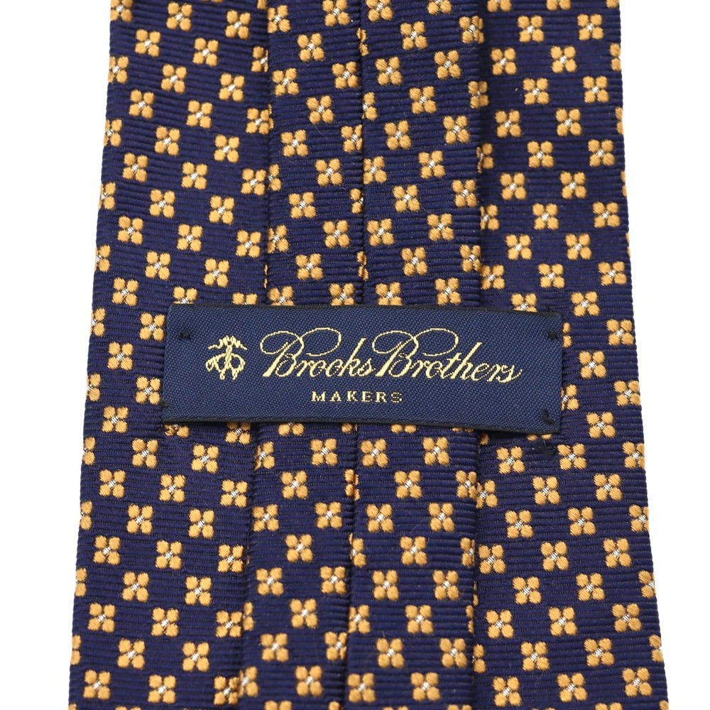 Brooks Brothers Makers Silk Tie Blue Gold Floral Medallion Woven England USA - Picture 6 of 6